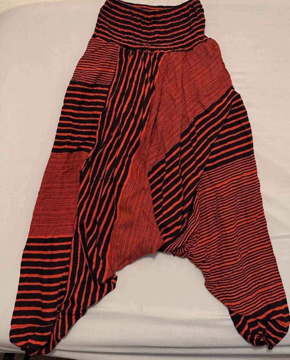 Bangkok Pants Red and Black Striped Harem Pants One Size